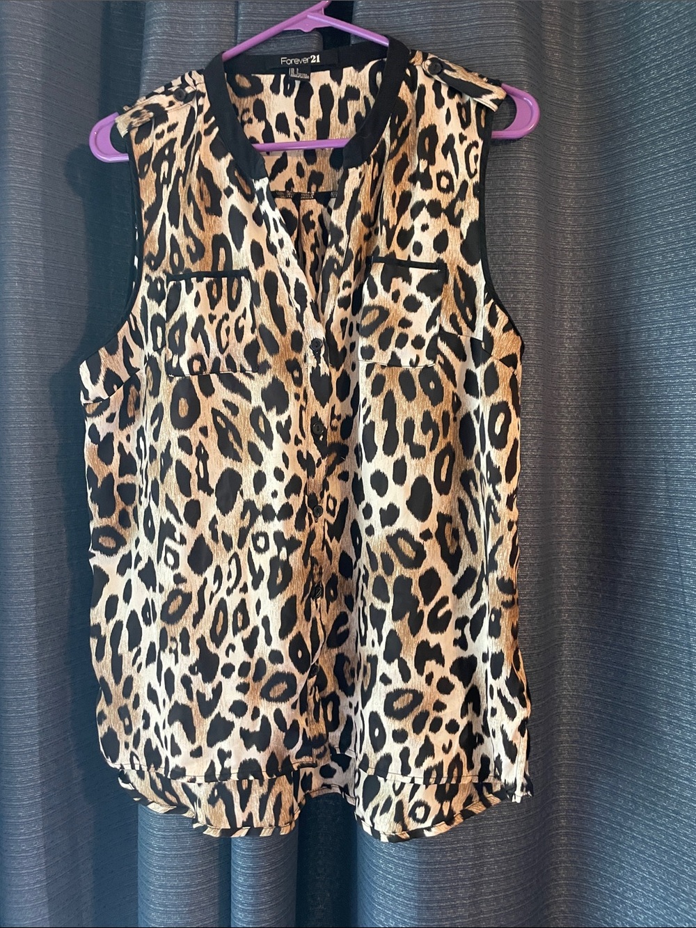 Forever 21 Leopard Print Sleeveless Blouse - Brown/Black/Cream